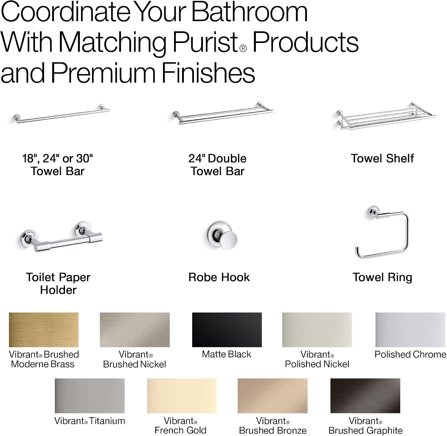 KOHLER 14377-BL Purist® Pivoting Toilet Paper Holder, Matte Black