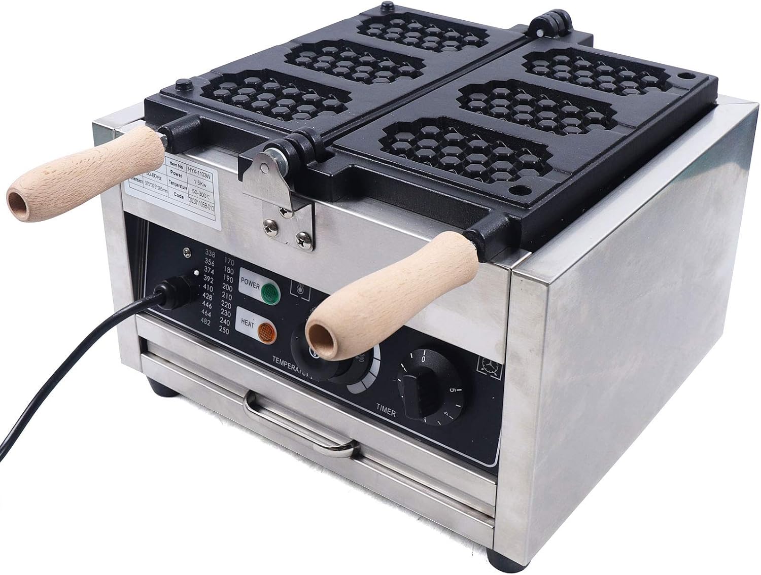 Waffle Making Machine, 110V 1500W Commercial Waffle Maker Electric Stainless Steel Rotatable Double-Head Heating Waffle Making for Tea Shops, Snack Bars, Dessert Shops (3 Grids 110V 1500W)