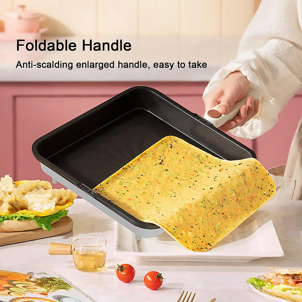 Electric Frying Pan, Electric Baking Pan, Double-Sided Electric Skillet, Non-Stick Coating, Removable, Easy to Clean
