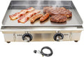 Commercial Countertop Griddle 2800Pa LPG Gas Grill Griddle Outdoor Flat Top Grill Griddle with Low Pressure Valve, Adjustable Temperature 122°F-572°F & 29.1x15.75in Hotplate for Home Kitchen