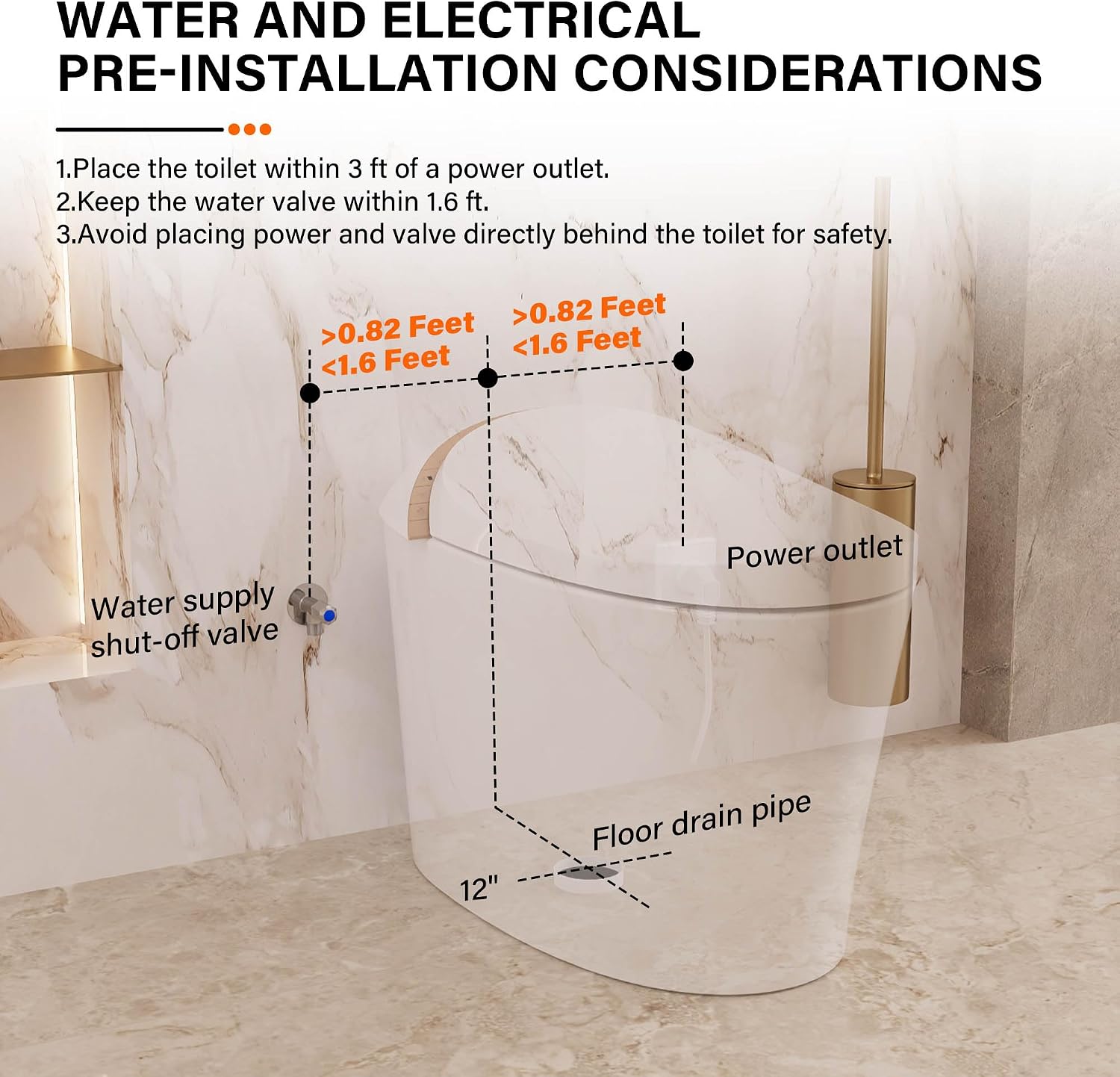 DeerValley Smart Toilet with Bidet Built In, Tankless Toilet with Heated Bidet Seat, Auto Flush, Warm Water & Dryer, Deodorization, and Remote Control