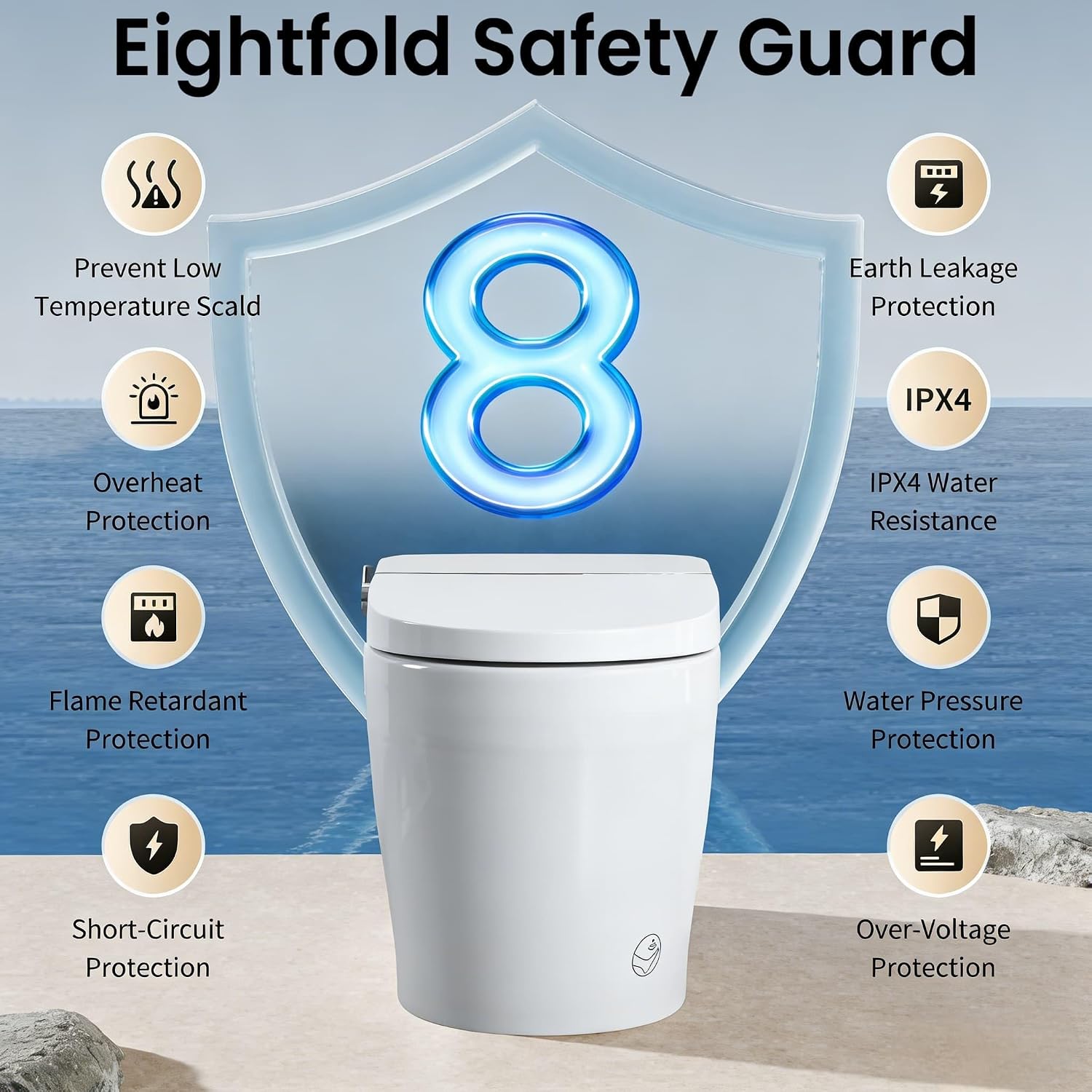 Smart Toilet with Auto Open/Close Lid, One Piece Bidet for Bathroom, Heated Seat, Foot Sensor, 1000 MaP Auto Flush, Instant Warm Water & Dryer, Multiple Wash Modes, Remote Control (ST-MX80)
