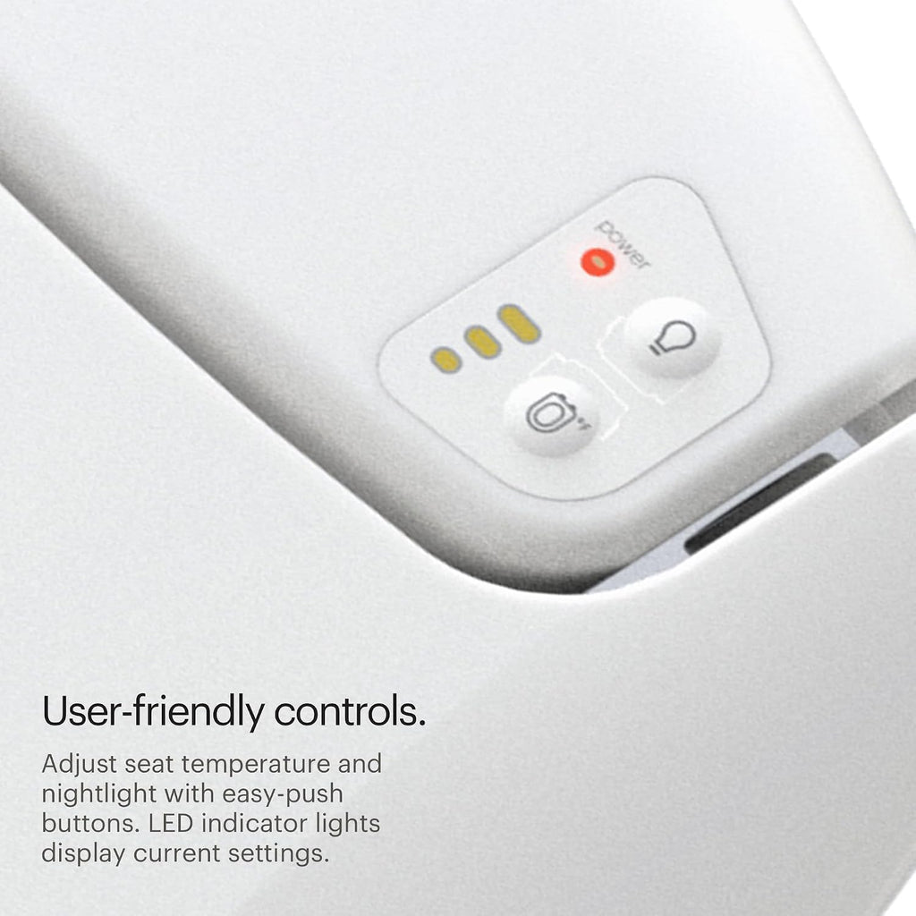 Brondell L60-RW LumaWarm Heated Toilet Seat with Night Light, 3 Temperature Settings, Gentle Close Lid,Easy Installation,Built-In Controls,Round,White