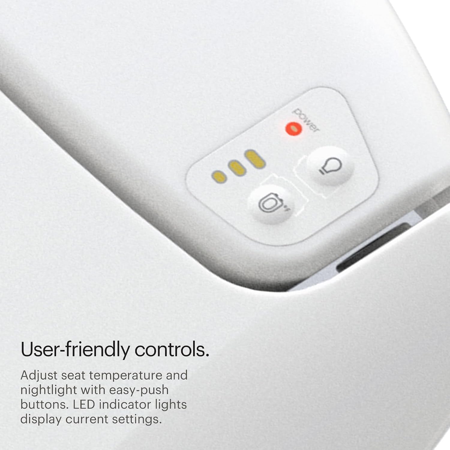 Brondell L60-RW LumaWarm Heated Toilet Seat with Night Light, 3 Temperature Settings, Gentle Close Lid,Easy Installation,Built-In Controls,Round,White
