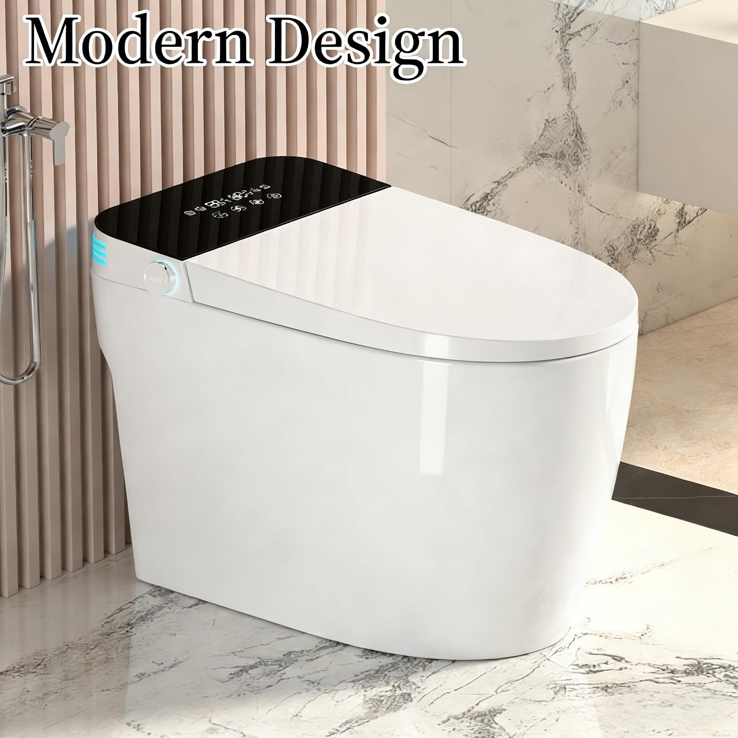 Smart Toilet with Auto Open/Close, Auto Flush, Warm Air Dryer & Nozzle Self-Cleaning,One-Piece Electric Toilet with Bidet Built-In,Heated Seat with Adjustable Temperature, Foot Sensor (ST-MX70)