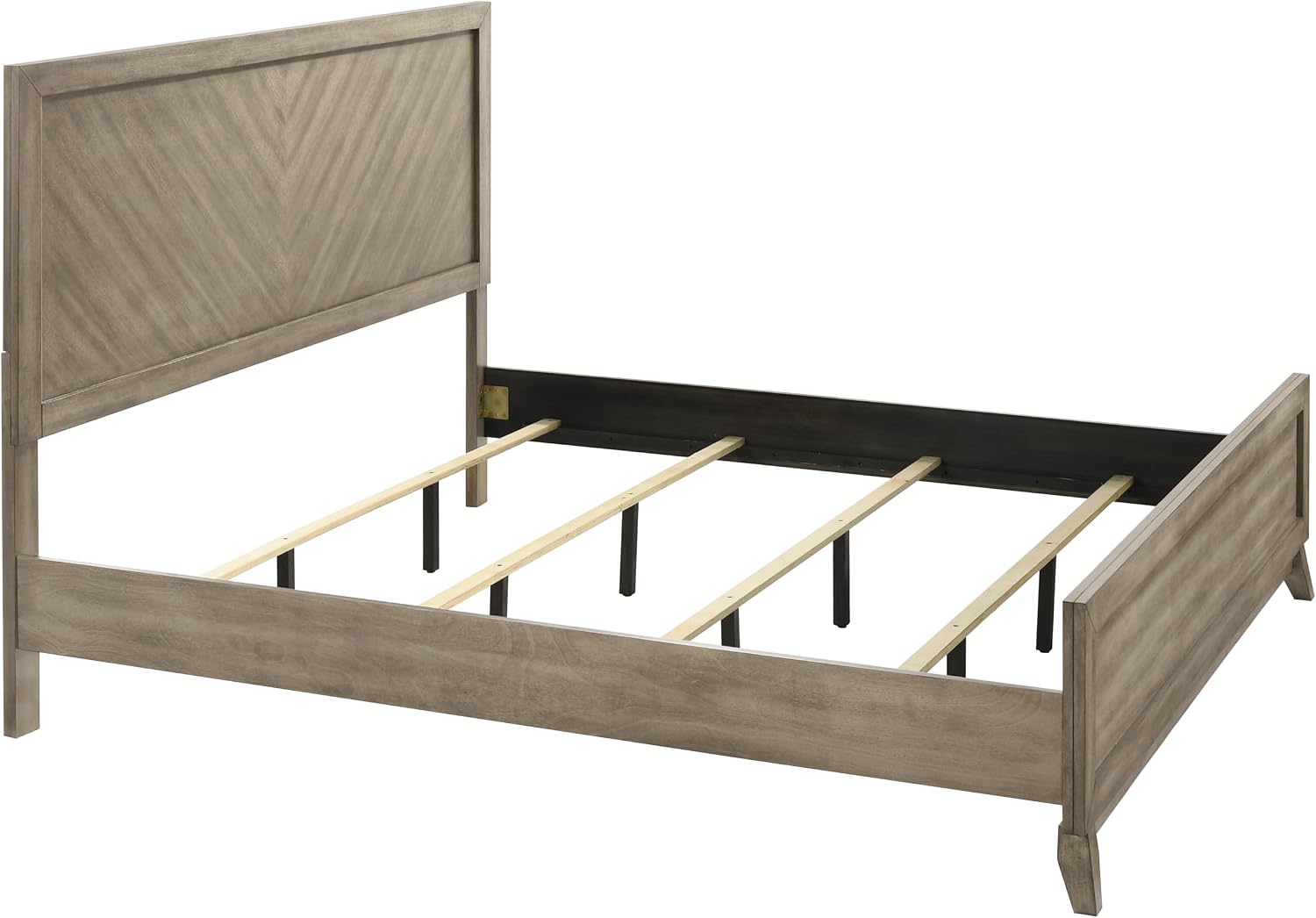 Roundhill Furniture Arena 3-Piece Contemporary Wood Bedroom Set: Panel Bed and 2 Nightstands in Weathered Sand, King