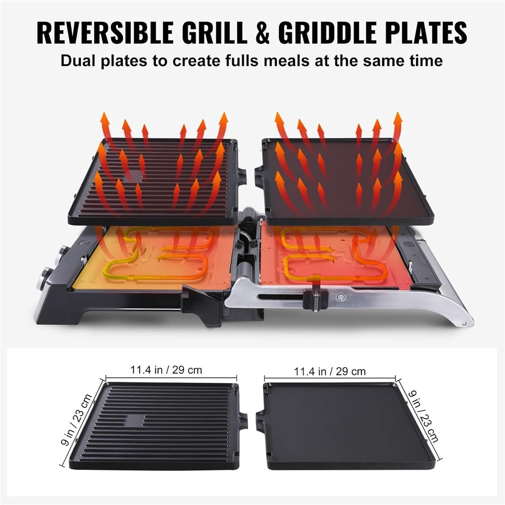 Commercial Electric Griddle 14.5' 1500W Stainless Steel Restaurant Teppanyaki Grill With Non Stick Iron Cooking Plate