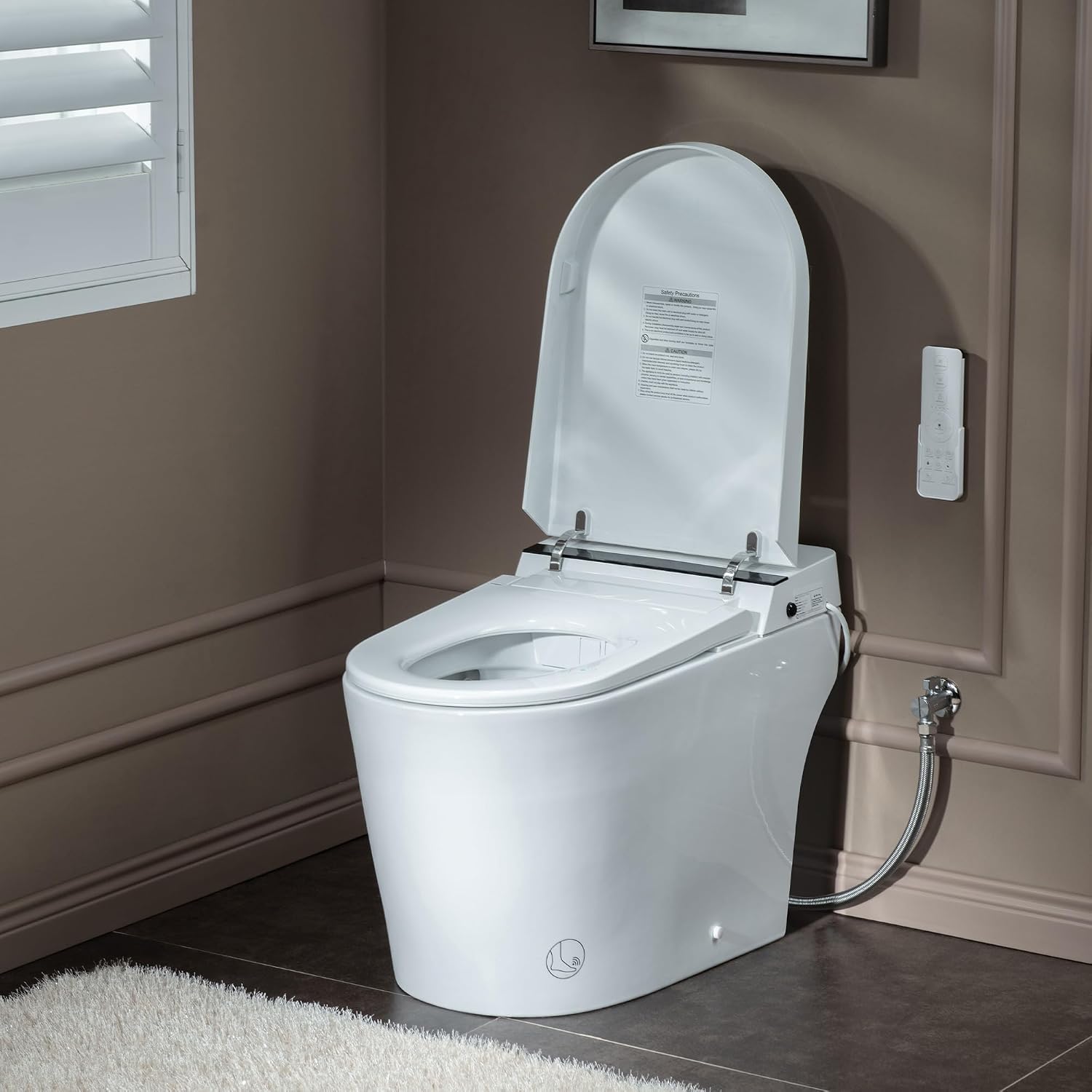 WOODBRIDGE B0990S One Piece Elongated Smart Toilet Bidet with Auto Open & Close, Auto Flush, Foot Sensor Flush, LED Temperature Display, Heated Seat and Integrated Multi Function Remote Control, White