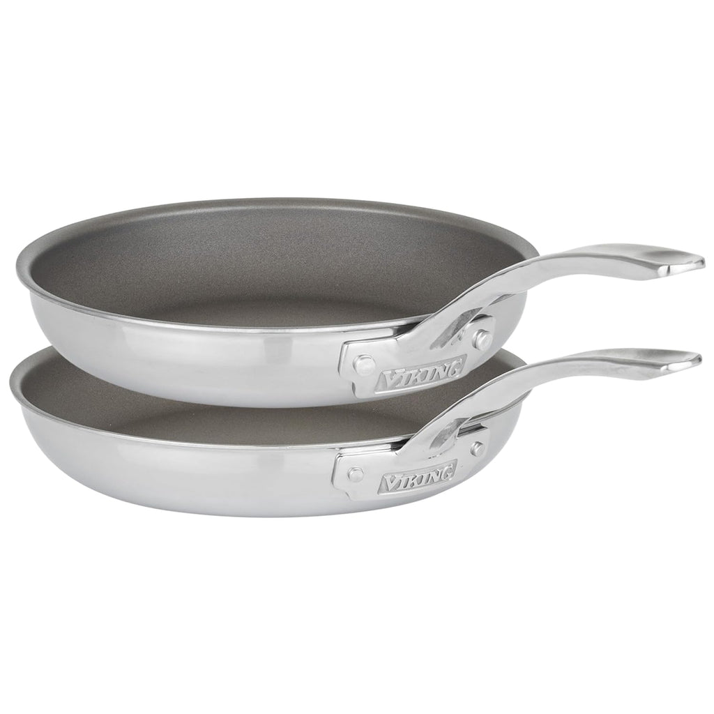 Viking PureGlide Pro 3-Ply Nonstick Frying Pans, Made without PFAS, 2-Piece Induction Fry Pan Set, 9.5 and 11-Inch, Metal Utensil Safe Titanium Nonstick Surface, Oven Safe to 600F
