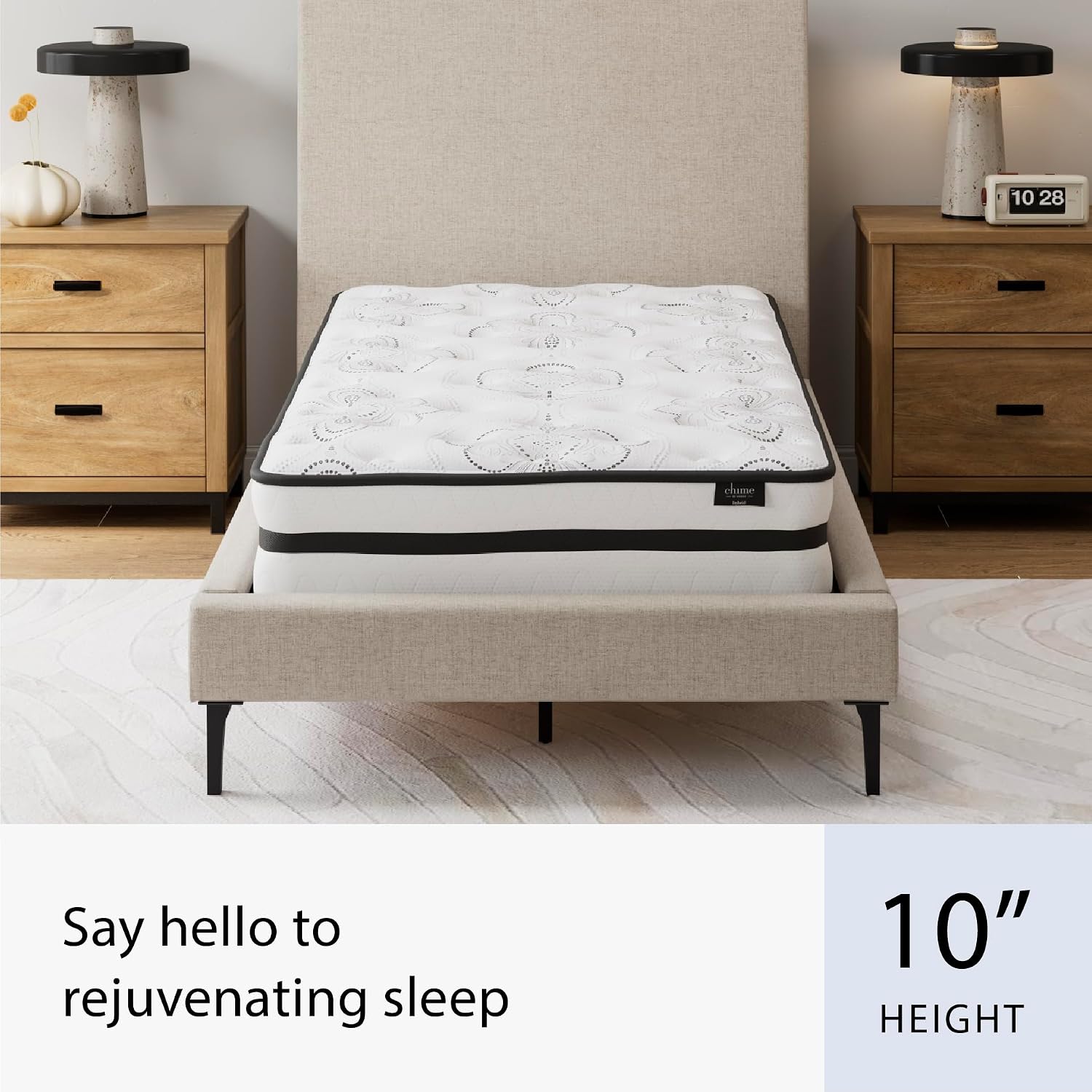 Signature Design by Ashley Queen Size Chime 10 Inch Medium Firm Hybrid Mattress with Cooling Gel Memory Foam for Pressure Relief, Fiberglass-Free, Mattress In A Box