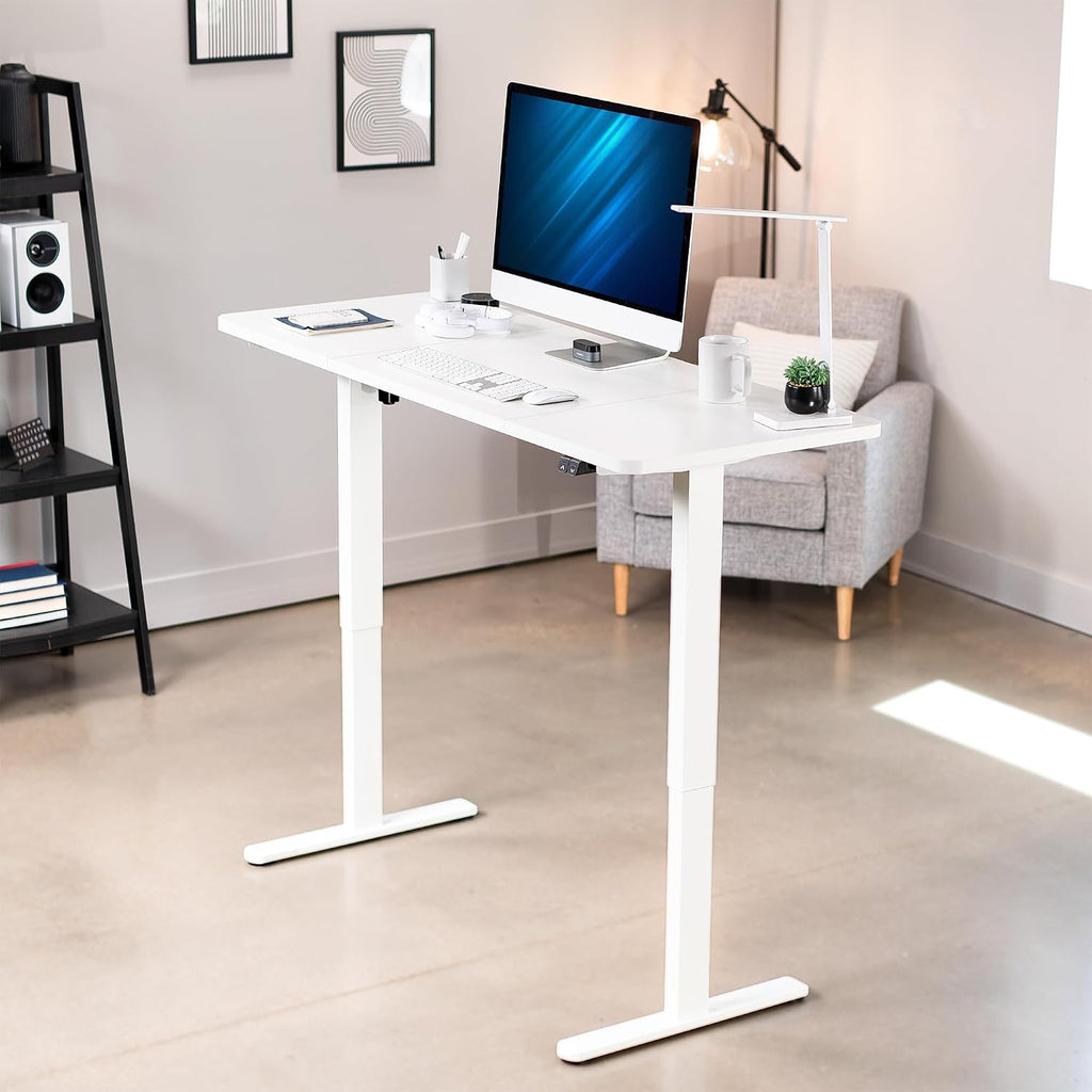 VIVO Electric 60 x 24 inch Stand Up Desk, Height Adjustable, White Top White Frame, Home and Office Furniture Sets, DESK-KIT-W06W
