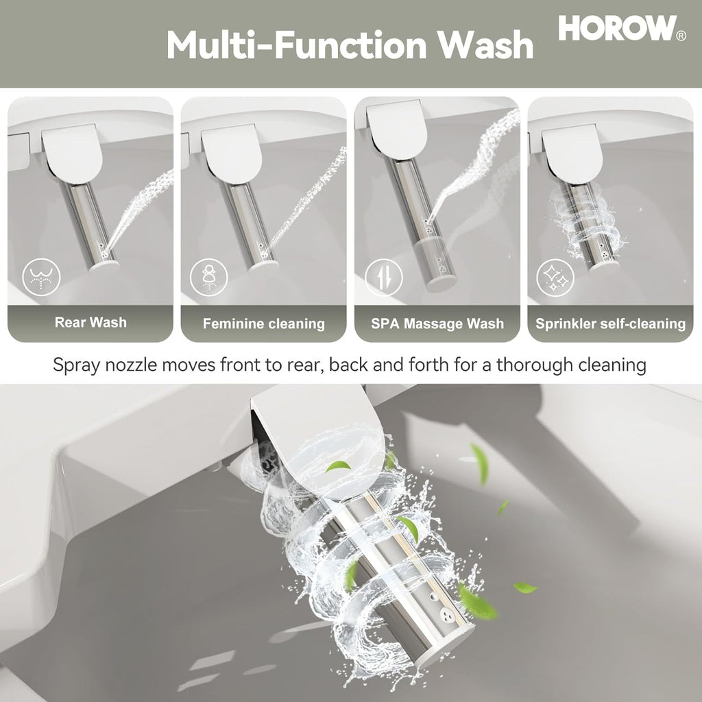 HOROW Two-Piece Elongated Tall Toilet with Smart Seat, 17 Inch ADA Height Toilet with Heated Seat, Powerful 1.1/1.6 GPF Dual Flush toilet, MAP 1000g, 12' Rough In High Bowl for Seniors, White