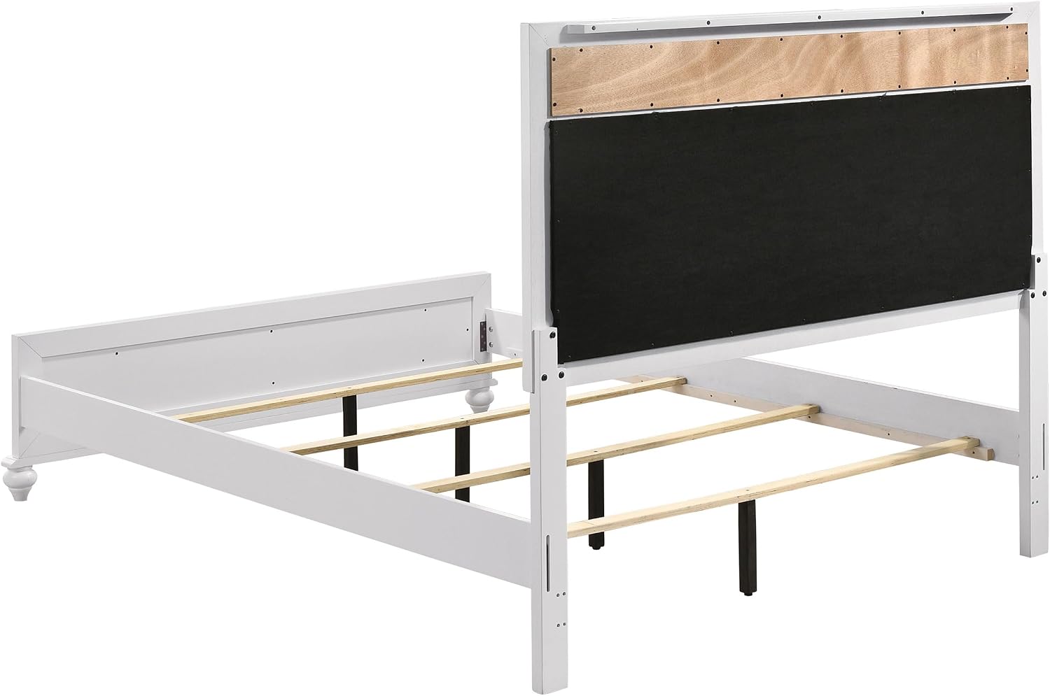 Coaster Home Furnishings Barzini Modern Classic 5-Piece Bedroom Set Leatherette Upholstered Queen Size Panel Bed Frame 56-inch Headboard White 205891Q-S5