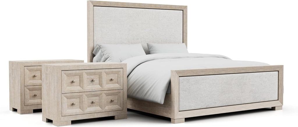 Furniture of America Dannen Modern Wood 3-Piece Bedroom Set with Panel Bed, Cedarwood-Lined Bottom and Felt-Lined Top Drawers on Oversized Nightstand, Box Spring Required, King, Tawny Brown