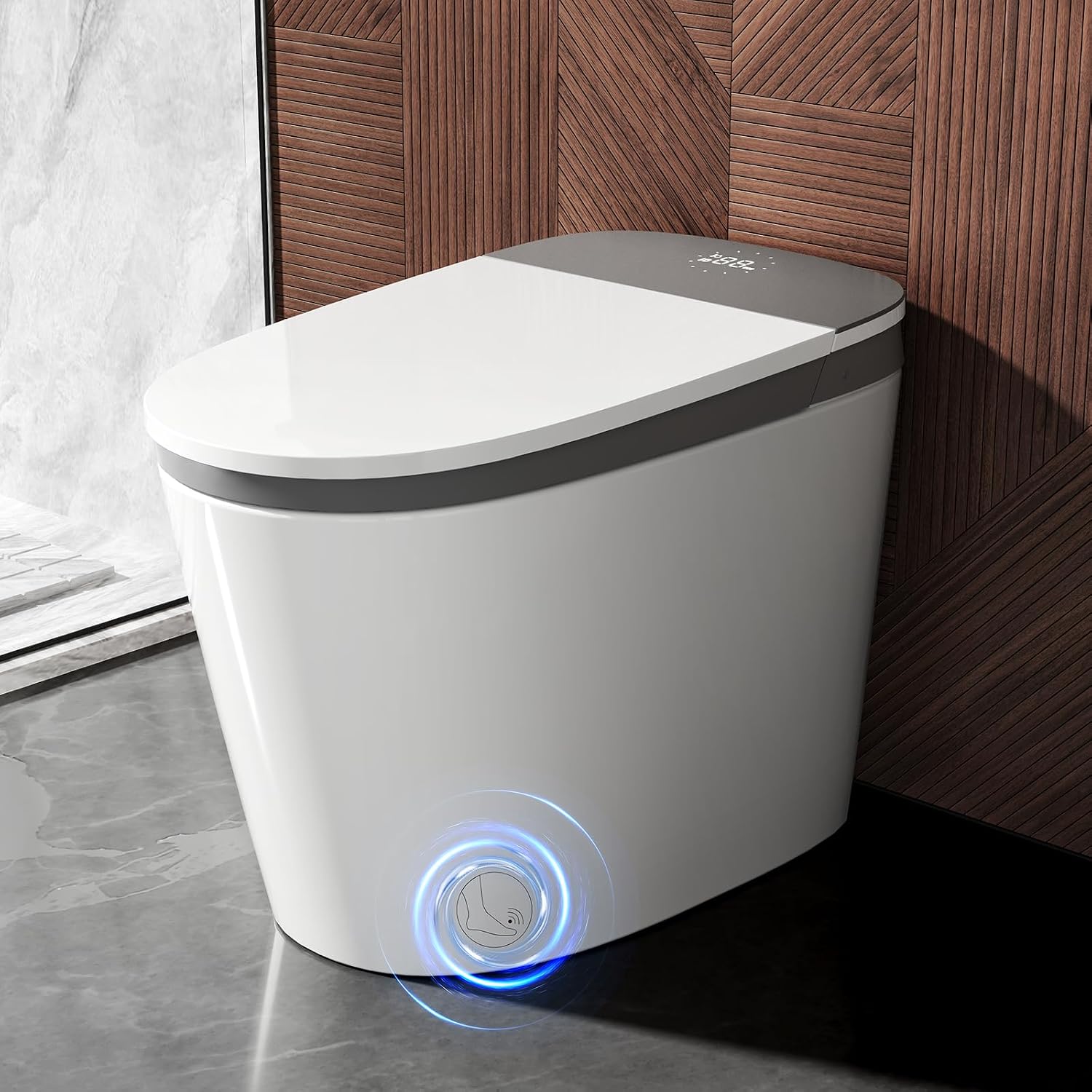 HAWKROWN Smart Toilet with Bidet Built in, Heated Bidet, Auto Open/Close Lid, Foot Sensor Operation, Instant Warm Water