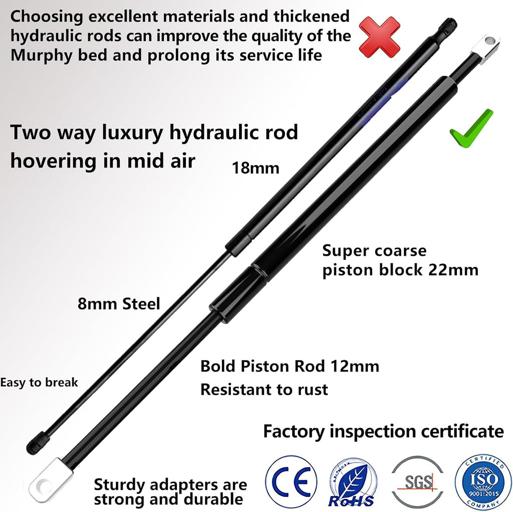 Create A Luxurious Bed Murphy Bed Hardware Kit, Hover in Mid Air Hydraulic Rod Gas Spring System (Horizontal, Full/Full XL/Double)