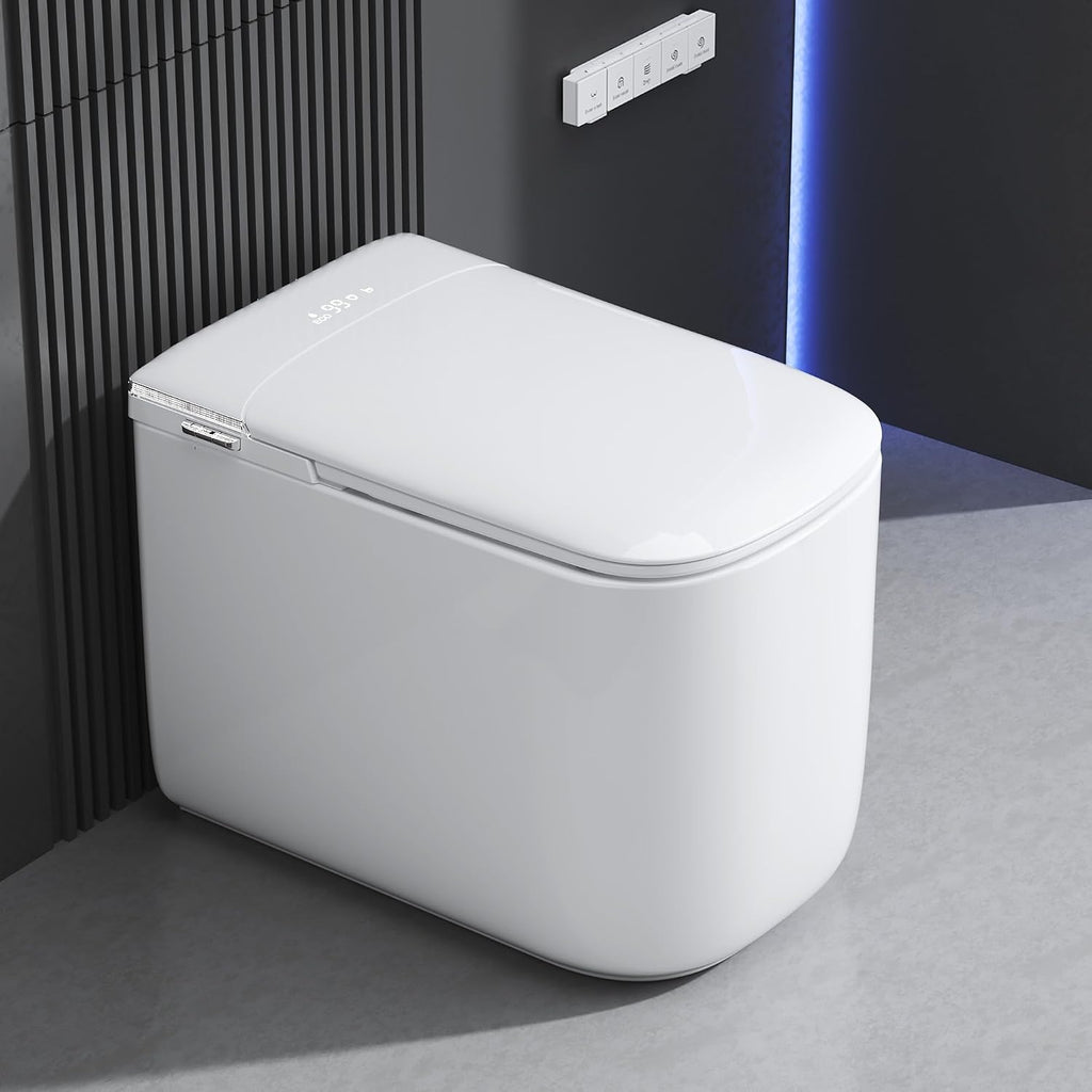 Luxury Smart Bidet Toilet with Tank, Foam Shield, Dual Auto Flush/Lid&Seat, Foot Sensor, UV-C light, Compact Electric One Piece Toilet for Small Bathroom with Siphon Dual Flush 0.8/1.2 GPF