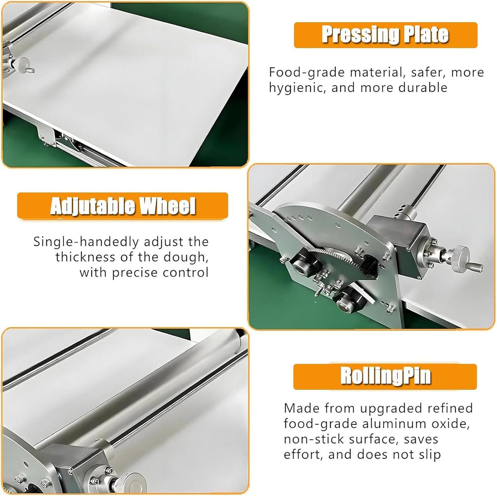 Electric Dough Sheeter For Pastry/Fondant Roller,40×17.7in Folding Stainless Steel Dough Sheeter,Adjustable Thickness Settings 0.07'-1.18',Reversible Dough Sheeter-Forward&Reverse Rolling