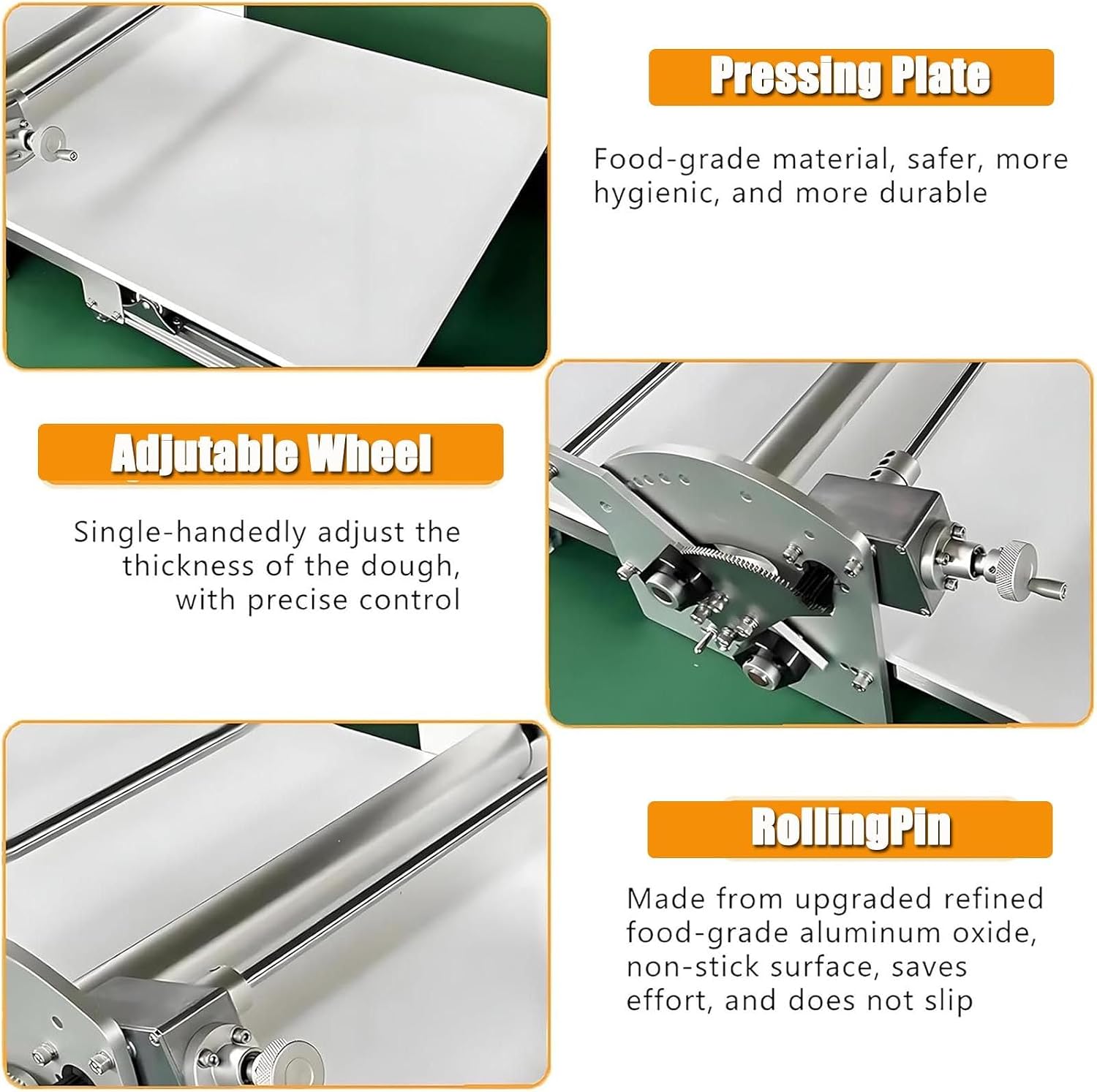 Electric Dough Sheeter For Pastry/Fondant Roller,40×17.7in Folding Stainless Steel Dough Sheeter,Adjustable Thickness Settings 0.07'-1.18',Reversible Dough Sheeter-Forward&Reverse Rolling