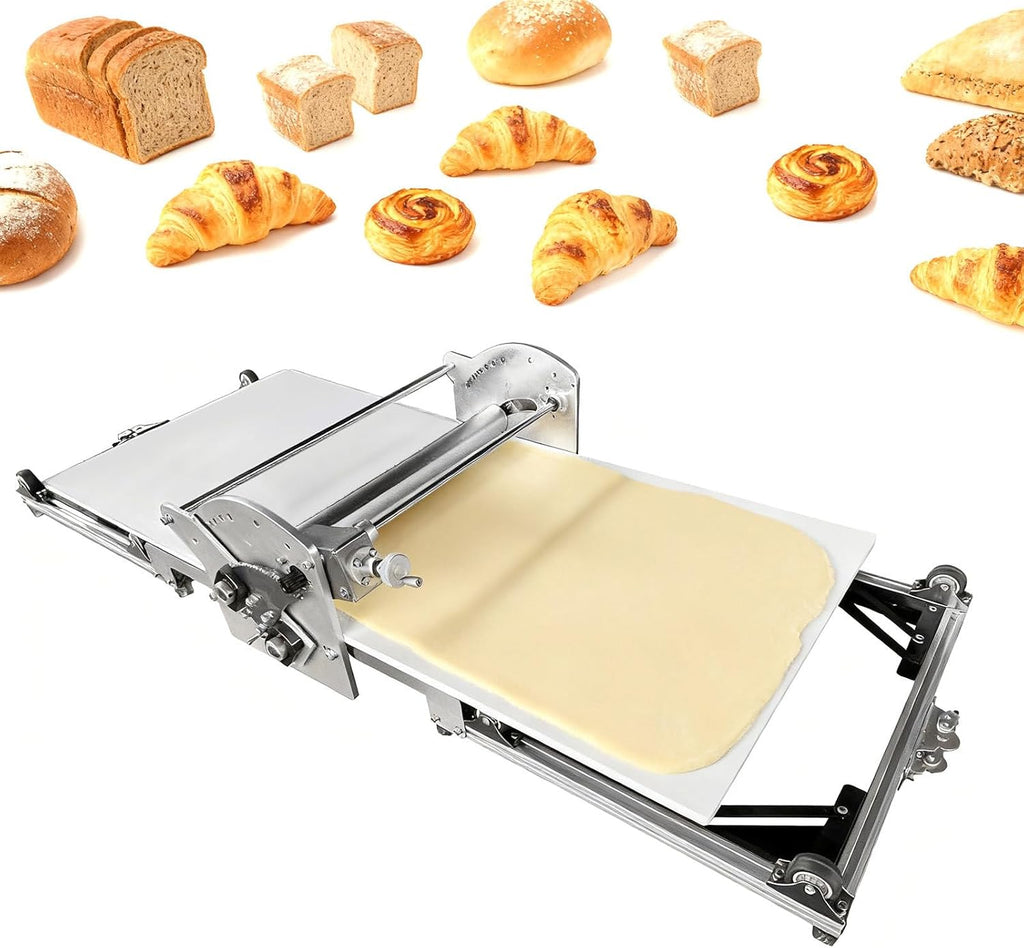 Foldable Electric Dough Sheeter, Automatic Pastry Maker for Commercial/Home Bakery, 2-30mm Thickness Adjustment for Puff Pastry, Croissant, Pie Crust, Pizza & Cookie Dough