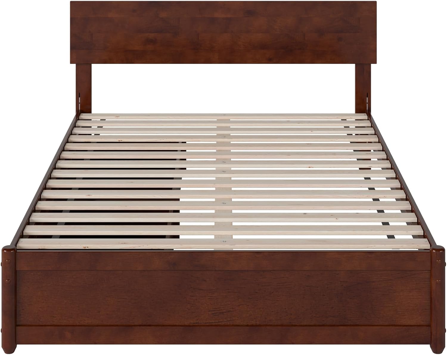 AFI, Wesley Full Platform Bed with Panel Footboard and Storage Drawers, Walnut