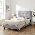 Furinno Laval Button Tufted Upholstered Platform Bed Frame, Twin, Glacier
