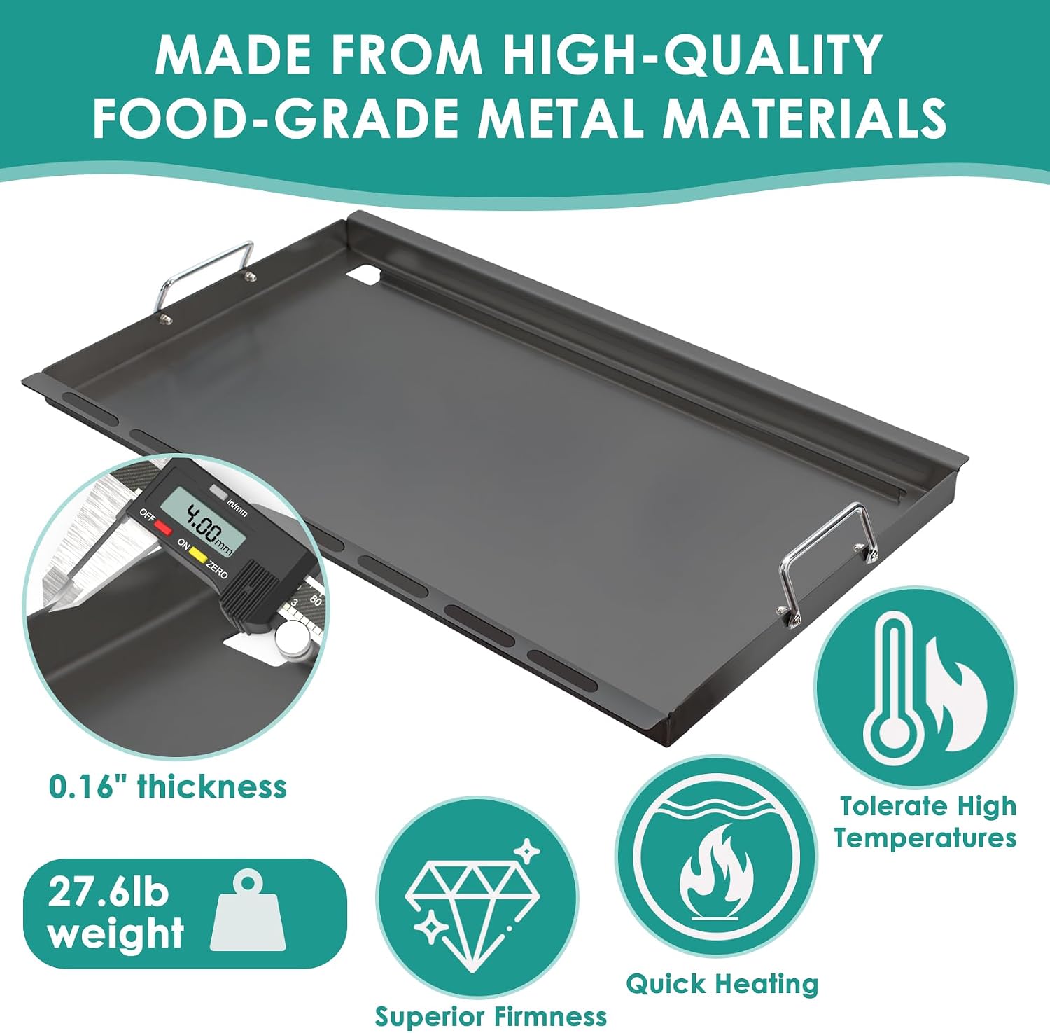 SafBbcue 6789 Full Size Griddle for Weber Genesis II 400 Griddle Insert Flat Top Grill Insert for Weber GS4 Genesis II 400 Grill Parts E410 S410 E435 S435 E440 Carbon Steel