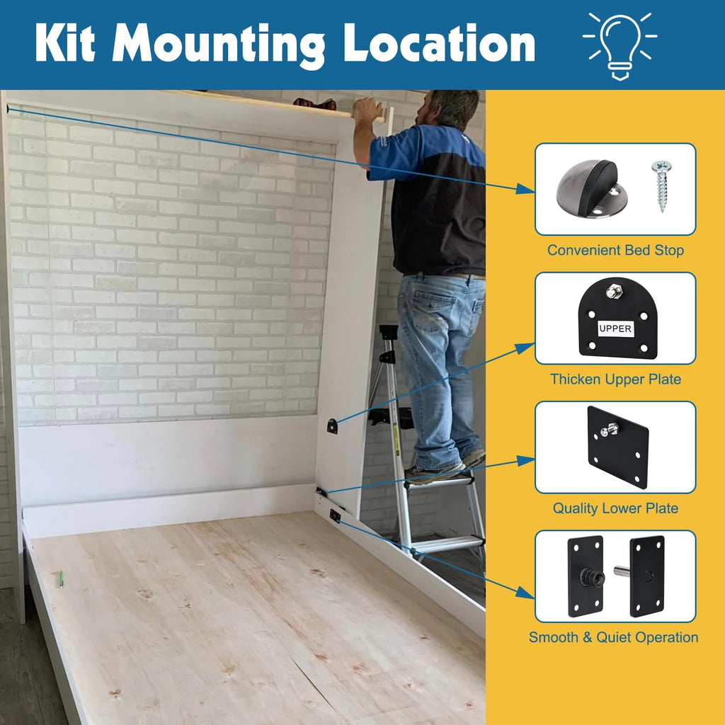 TOPOWN Queen Size Deluxe Murphy Bed Kit Queen Murphy Bed Kit Murphy Bed Hardware DIY Murphy Bed Kit Queen (Vertical)