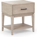 Plank+Beam Contempo Wood Nightstand with 1 Drawer, Wooden Side Table for Bedroom Storage, Bedside End Table, Seashell Wirebrush