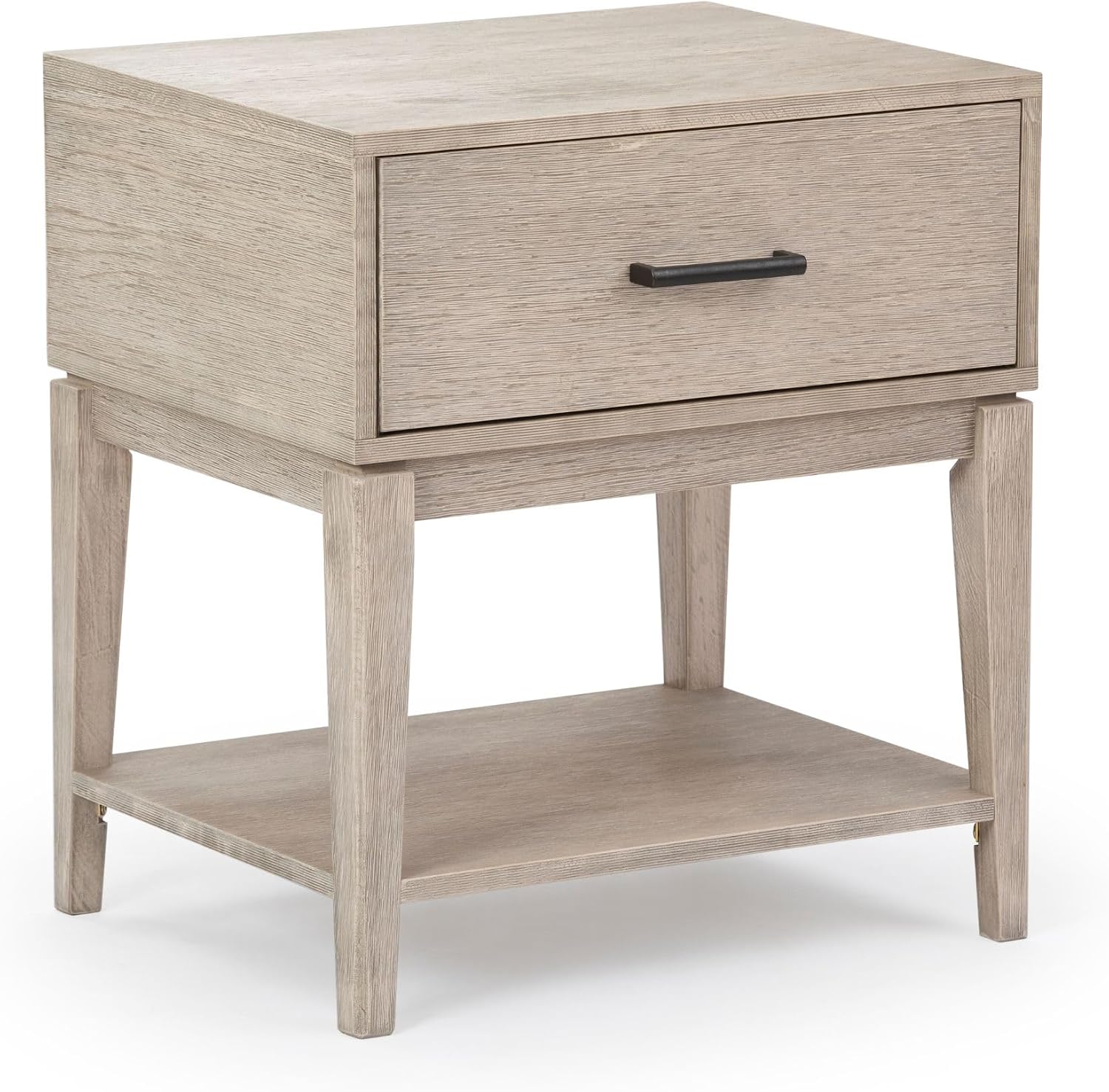Plank+Beam Contempo Wood Nightstand with 1 Drawer, Wooden Side Table for Bedroom Storage, Bedside End Table, Seashell Wirebrush