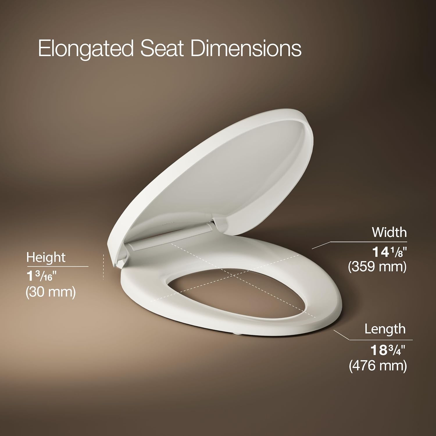 KOHLER K-10349-96 Purewarmth Heated Elongated Toilet Seat, Heated Toilet Seat, Soft Close, Quite-Close, Night Light, Biscuit