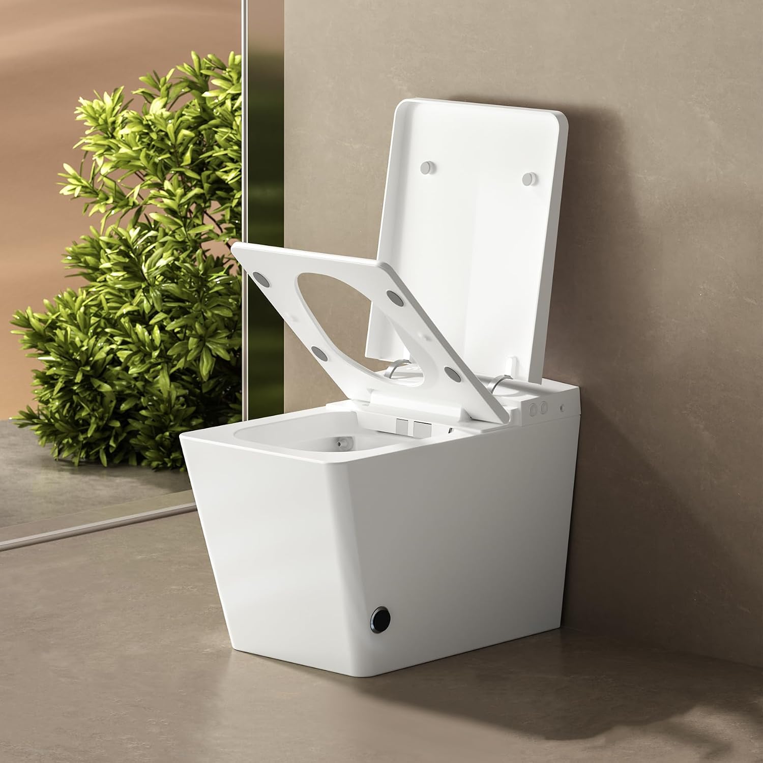 WinZo Square Smart Toilet with Tank Built-in,Square With Auto Flush, Rectagnle Heated Bidet & Drying, Night Light Convenient For Seniors, Luxury Bathroom Or Low Water Pressure Space (Glossy White)