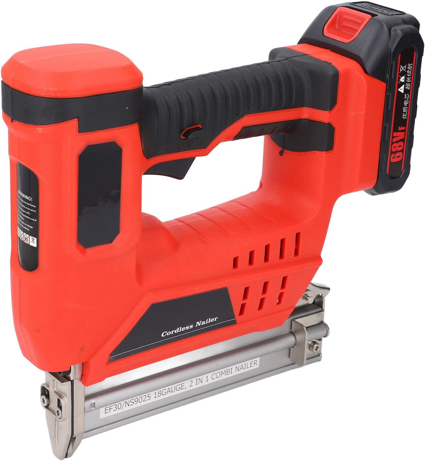 Cordless Brad Nailer Kit 2 Modes 2 in 1 Multifunctional 18V 2Ah Lithium Battery Powered High Efficiency Electric Staple Gun for Home Woodworking DIY Projects