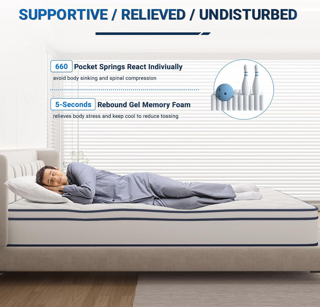 Avenco Full Size Mattress 10 Inch, Hybrid Full Mattresses in a Box with Gel Memory Foam, Individually Pocket Coils for Support and Pressure Relief, Medium Firm Full Bed Mattress, CertiPUR-US Certified
