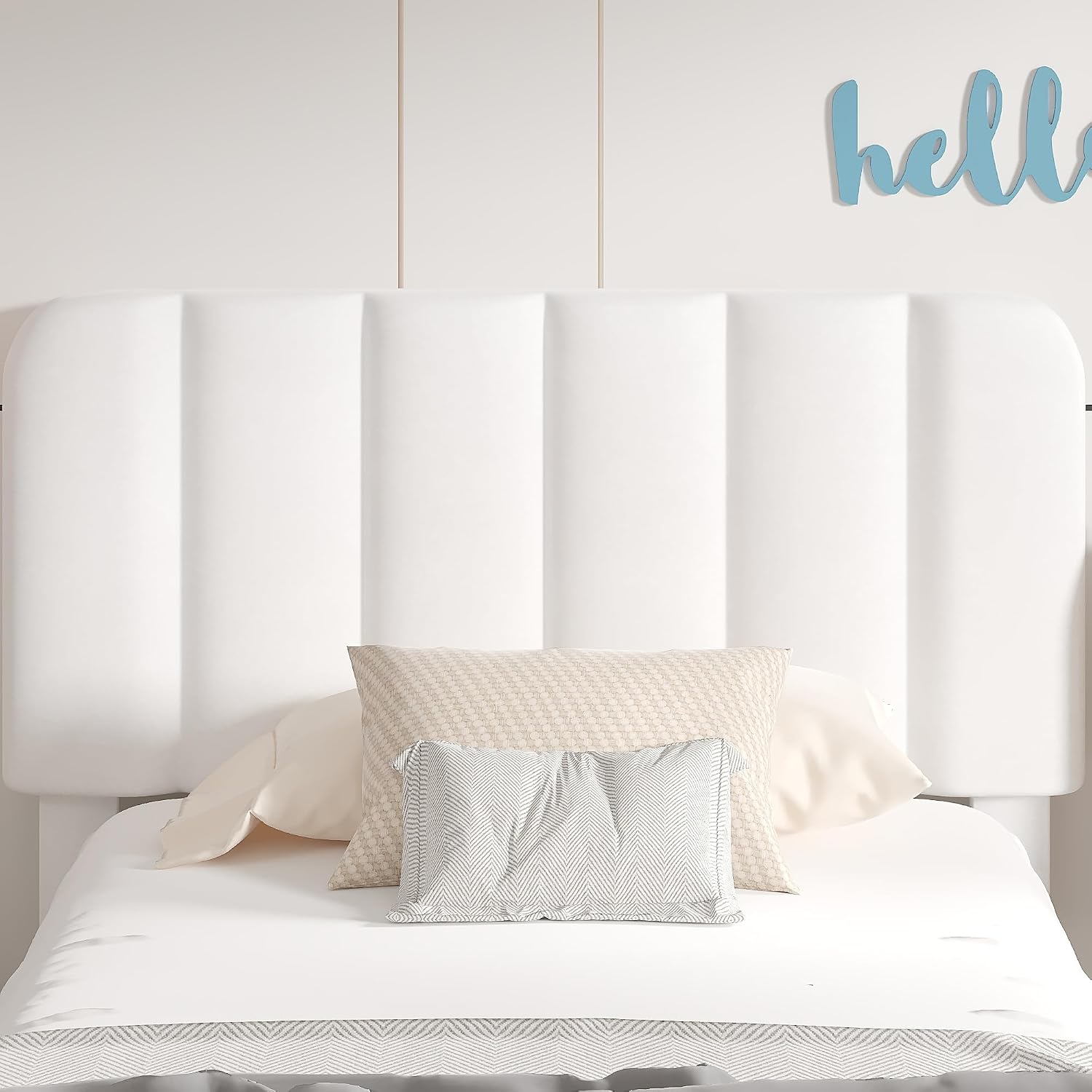 VECELO Twin Size Upholstered Bed Frame with Drawer and Headboard, Velvet Platform Storage Bedframe, Wooden Slats Support, No Box Spring Needed, White
