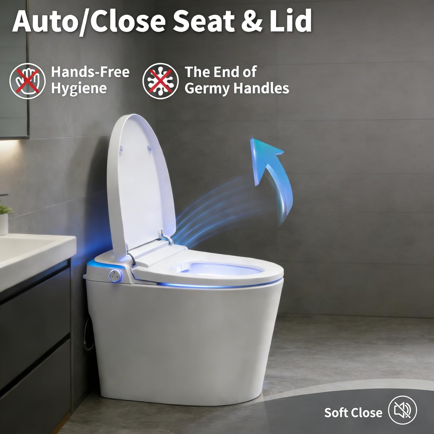 VIPBEAR Tankless One-Piece Smart Toilet with Heated Seat & Auto Lid | 1000g MaP, High Efficiency Dual Flush | Foam Shield, Foot Sensor, Night Light, Blackout Flush