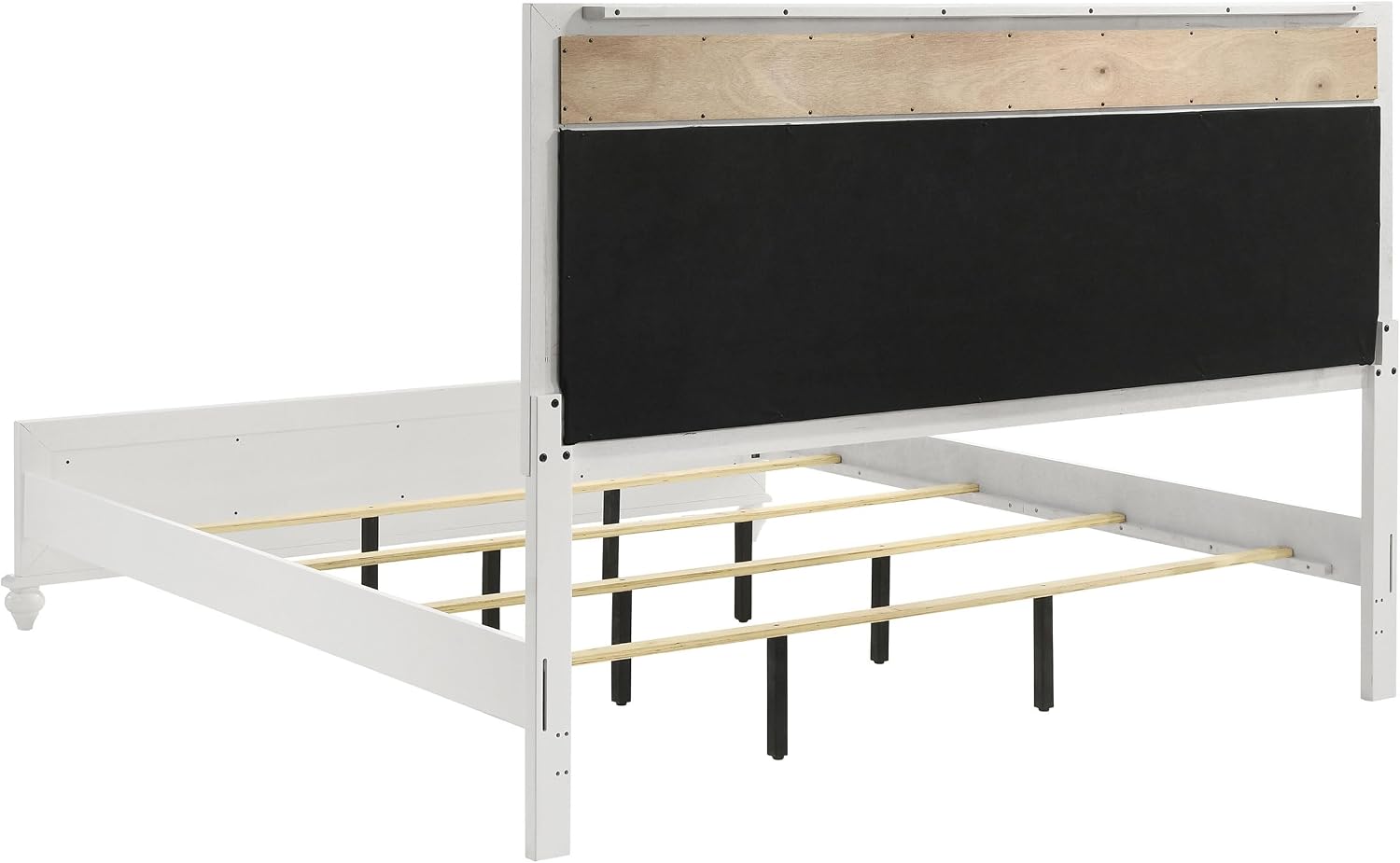 Coaster Home Furnishings Barzini Modern Classic 4-Piece Bedroom Set Leatherette Upholstered Eastern King Size Panel Bed Frame 56-inch Headboard White 205891KE-S4