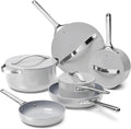 Caraway Deluxe Non-stick Ceramic Cookware Set (16 Piece) Pots, Frying Pans, Lids and Kitchen Storage - PFAS & PFOA Free - Oven Safe Pan Set & Compatible with All Stovetops - Gray