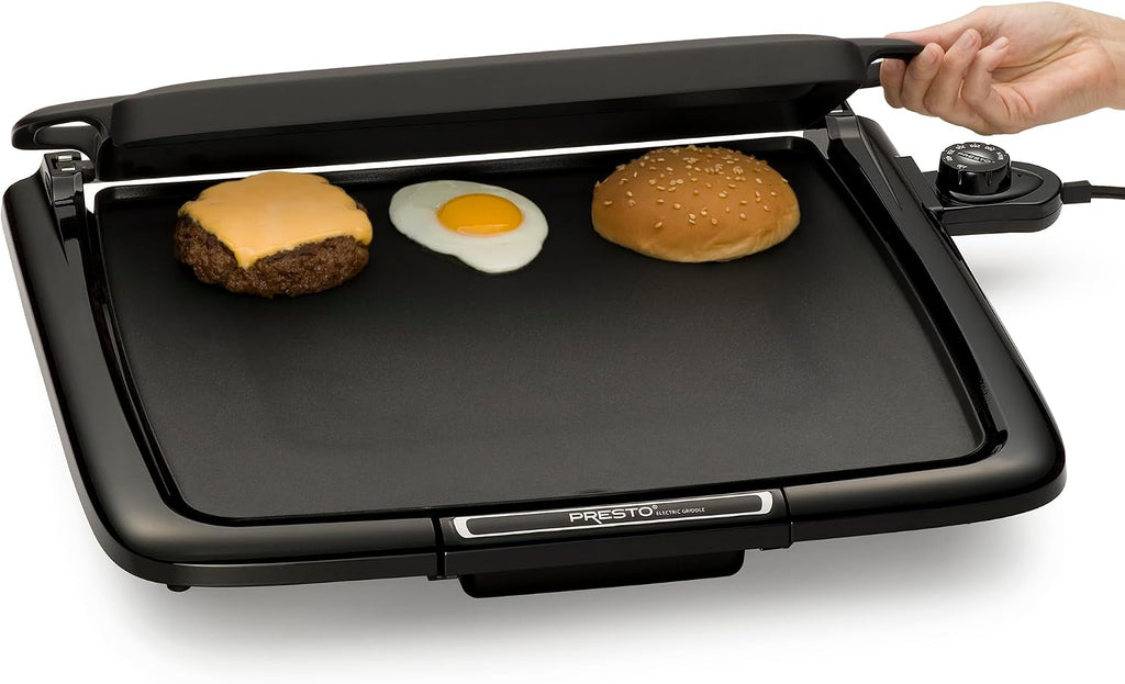 Presto 07023, Cool-touch electric Griddle/Warmer Plus & 19' X 15' 07073 Electric Tilt-N-fold Griddle, 19', Black