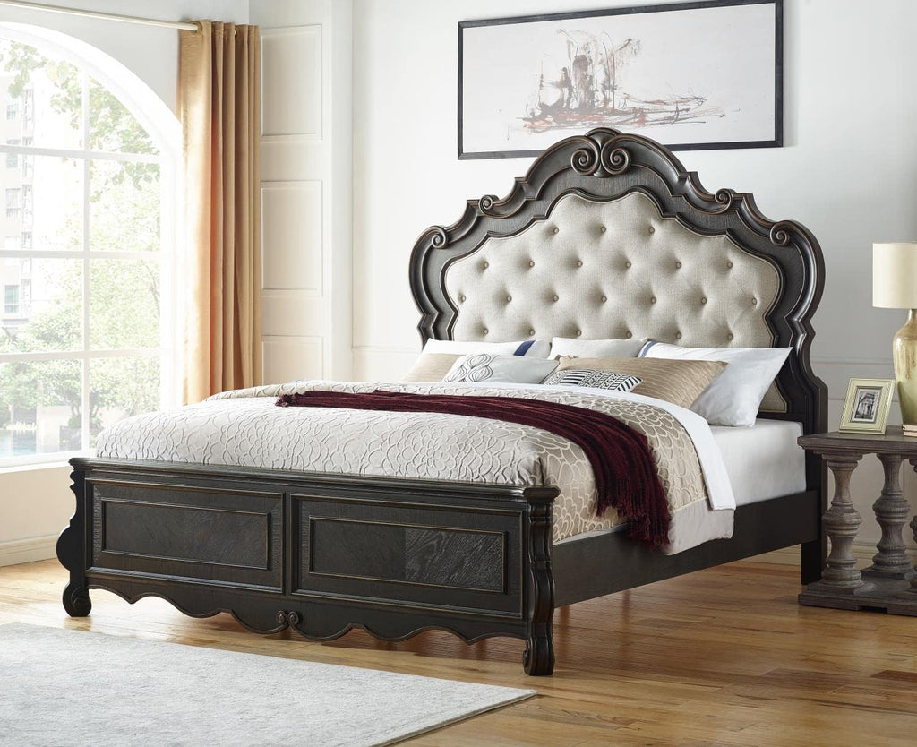 Steve Silver 5-Pc Rhapsody Bedroom Set in Light Beige (King: 91 in. L x 85 in W x 74 in. H)
