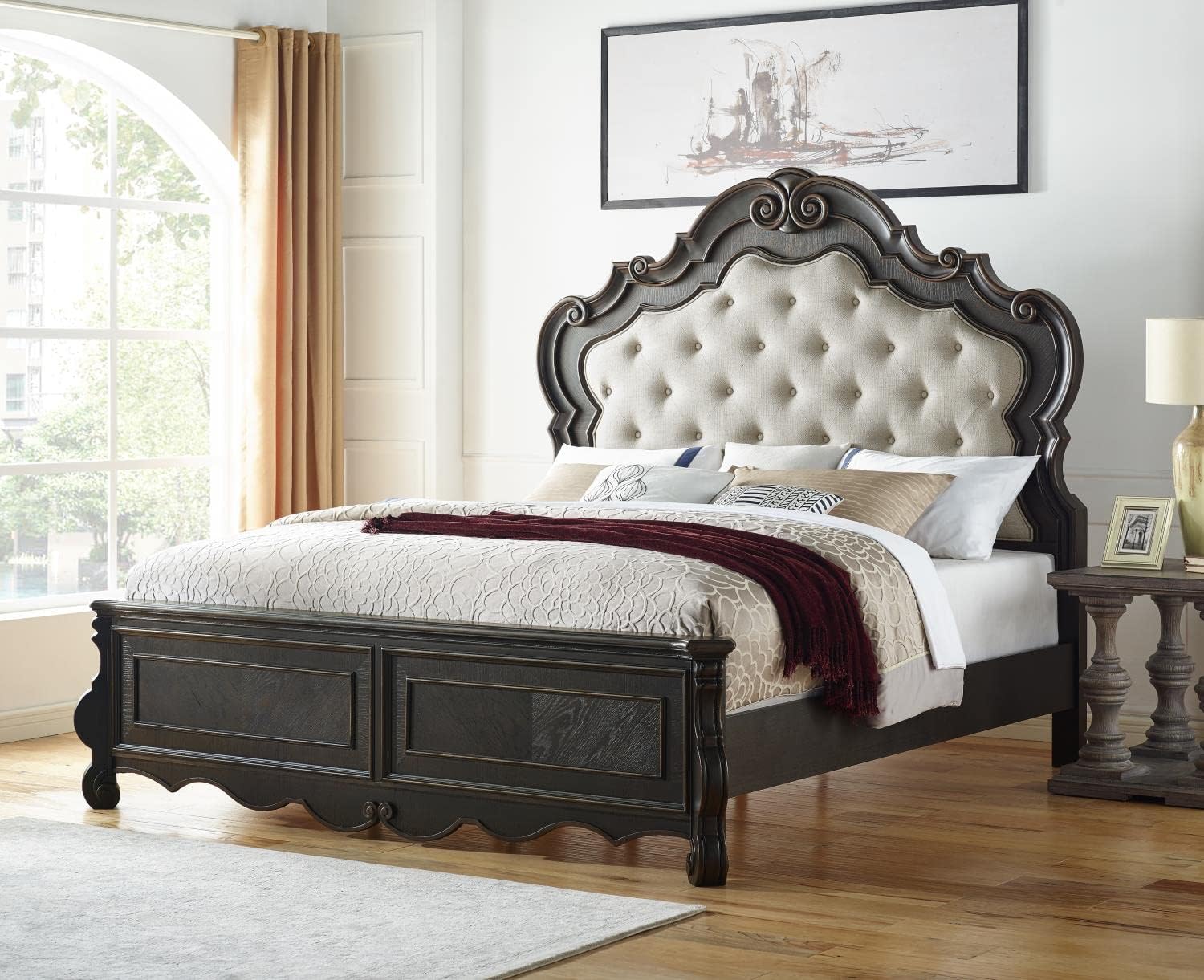 Steve Silver 5-Pc Rhapsody Bedroom Set in Light Beige (King: 91 in. L x 85 in W x 74 in. H)