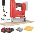 JOJOCY 21V Cordless Brad Nailer Stapler Kit, 2 2.0Ah Batteries, 18GA 2000 Nails & Staples, 2 Firing Modes, Safety Lock for Carpentry DIY Woodworking