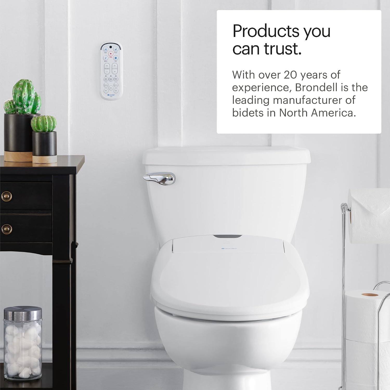 Brondell Bidet Toilet Seat S1400, Smart Toilet Seat, Dual Stainless-Steel, Self-Cleaning Nozzle With Clean Plus Technology, Endless Warm Water Bidet, Warm Air Dryer-Nightlight, Heated Seat, Elongated
