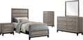 Coaster Home Furnishings - Watson - Wood - 5-Piece Bedroom Set with Panel Headboard and Groove Details - Bedroom - Twin Size - Light Taupe - 215911T-S5