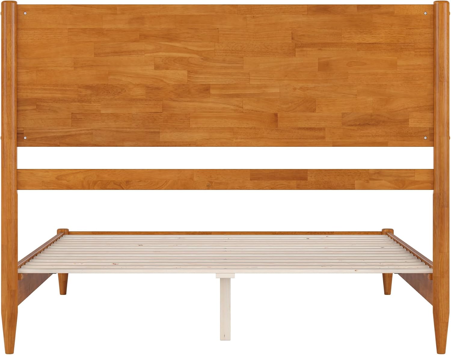 AFI, Pasadena Queen Solid Wood Low Profile Platform Bed, Light Toffee