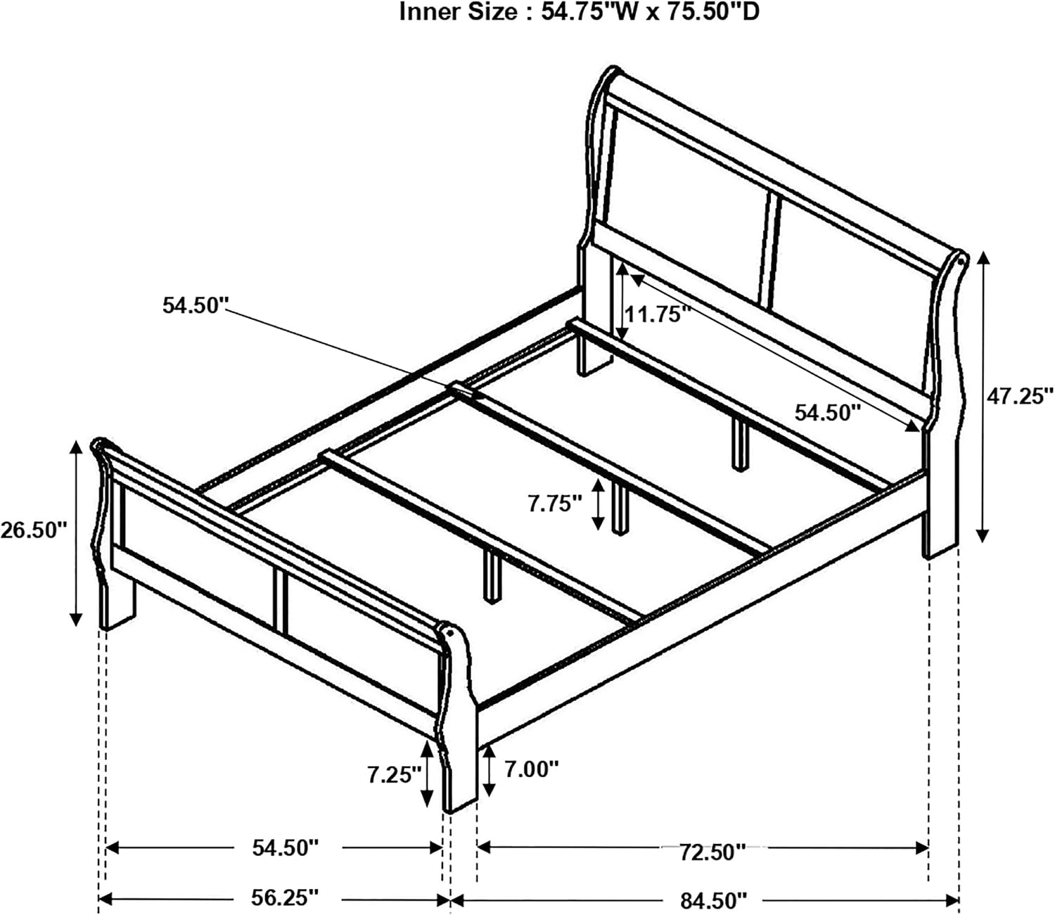 Coaster Home Furnishings Louis Philippe 4-piece Bedroom Set Full Size Traditional Wooden Sleigh Bed Frame 47-Inch Panel Headboard Nightstand Dresser Mirror and Chest Cappuccino Brown 202411F-S5