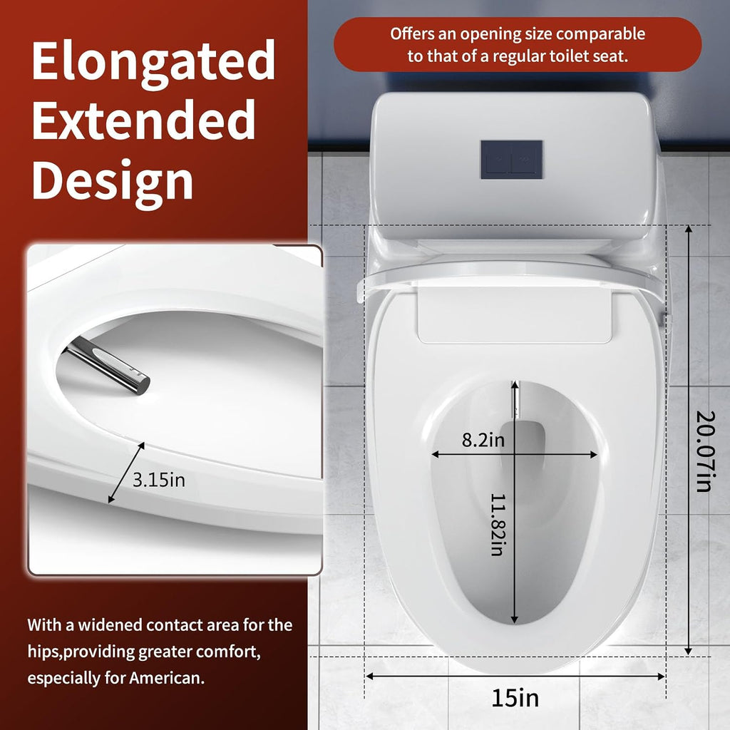 Electronic Bidet Toilet Seat with Warm Water & Air Dryer - Heated Seat, Night Light, Remote Control for Elongated Toilets, Self-Cleaning Nozzle, Instant Hot Water, Energy Saving