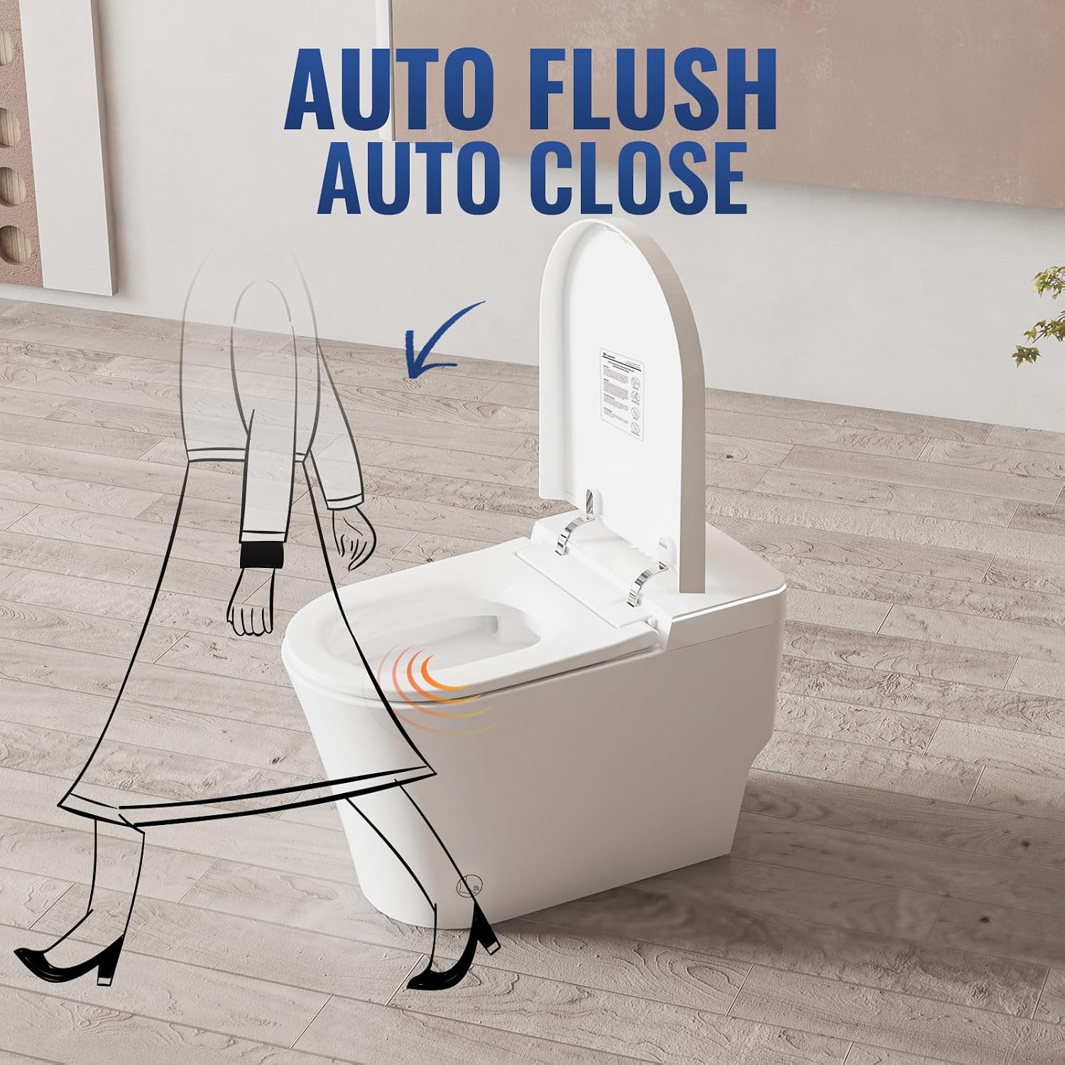 LW Smart Toilet with Bidet Built in, One Piece Elongated Modern Bidet Toilet with Foot Sensing Auto Open/Close, Pump-Assisted Auto Flush, Heated Seat, Warm Water & Dryer, LED Display, Night Light