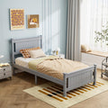 VINGLI Twin Size Solid Wood Bed with Headboard, Sturdy & Durable Construction,Modern Minimalist Panel Platform Bed with Strong Support for Kids,Adults & Guests,Sleigh Bed,Warm Gray