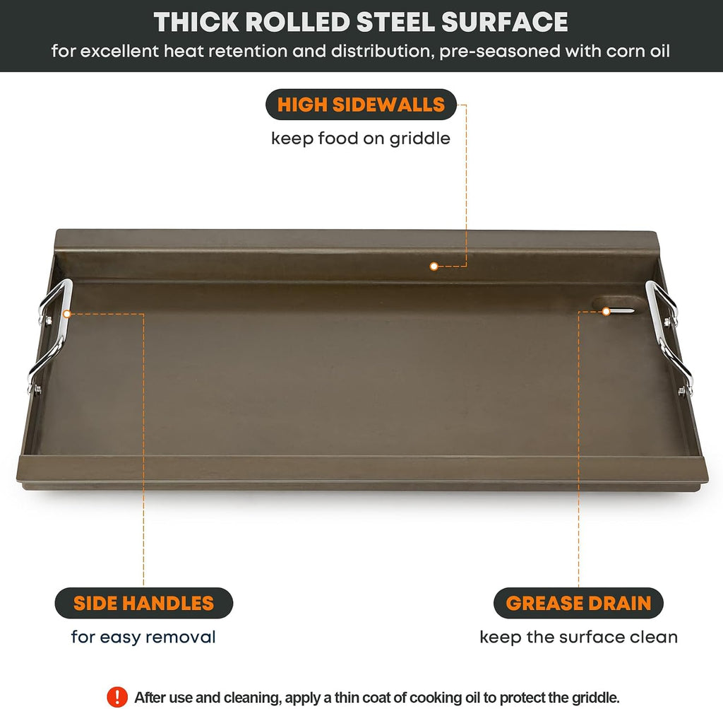 Stanbroil Griddle Insert with Heat Manifold Kit, Flat Top Griddle Accessory for Masterbuilt Gravity Series 800 Grill and Smoker MB20040122 MB20040221
